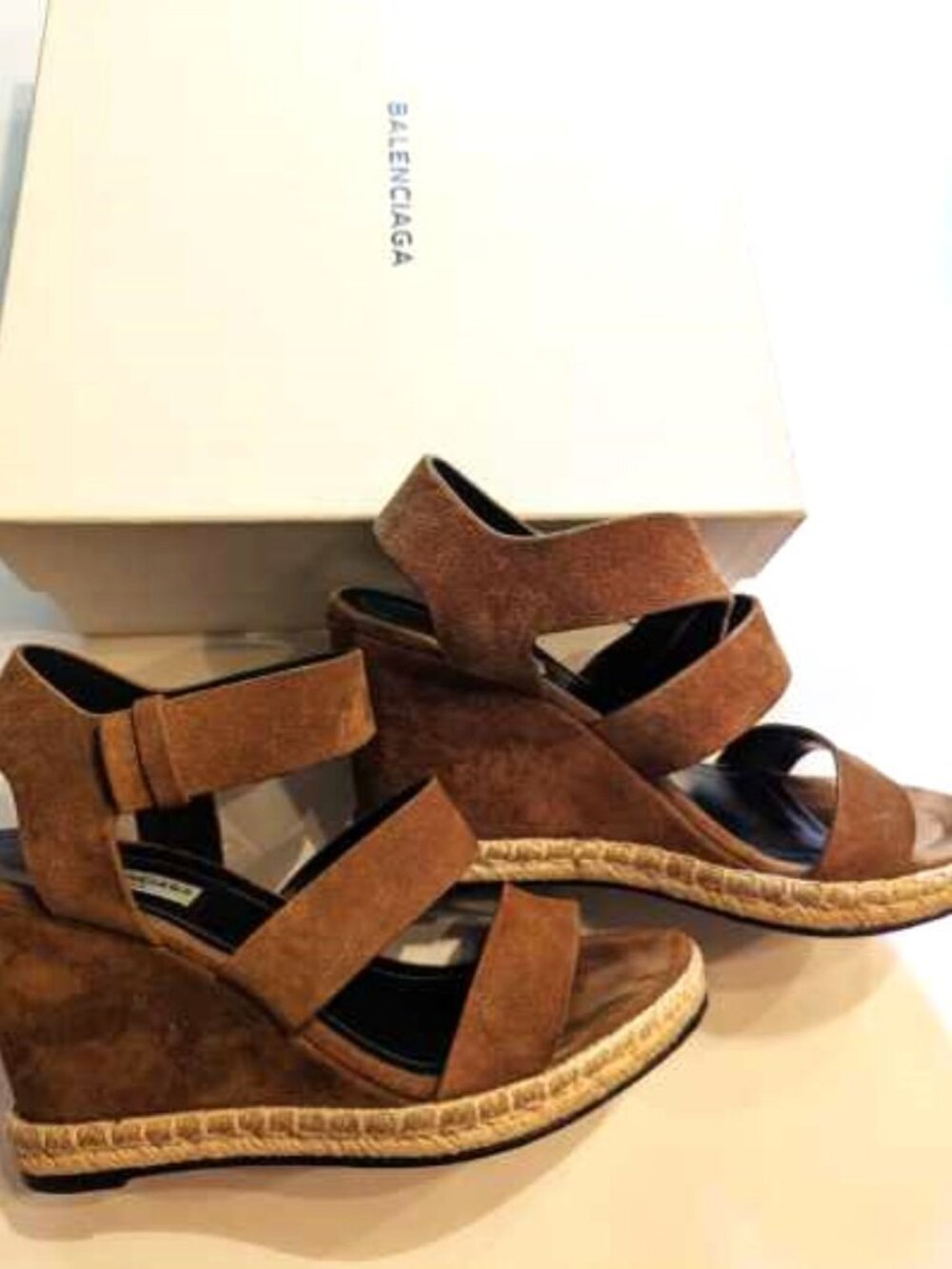 Balenciaga suede platform espadrille
